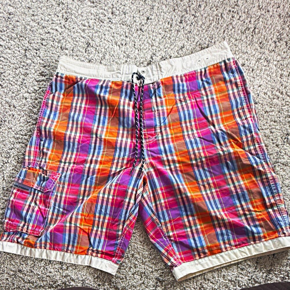 Tommy Hilfiger Men's Plaid Multicolor Board Shorts Swim Trunks Mesh Lined